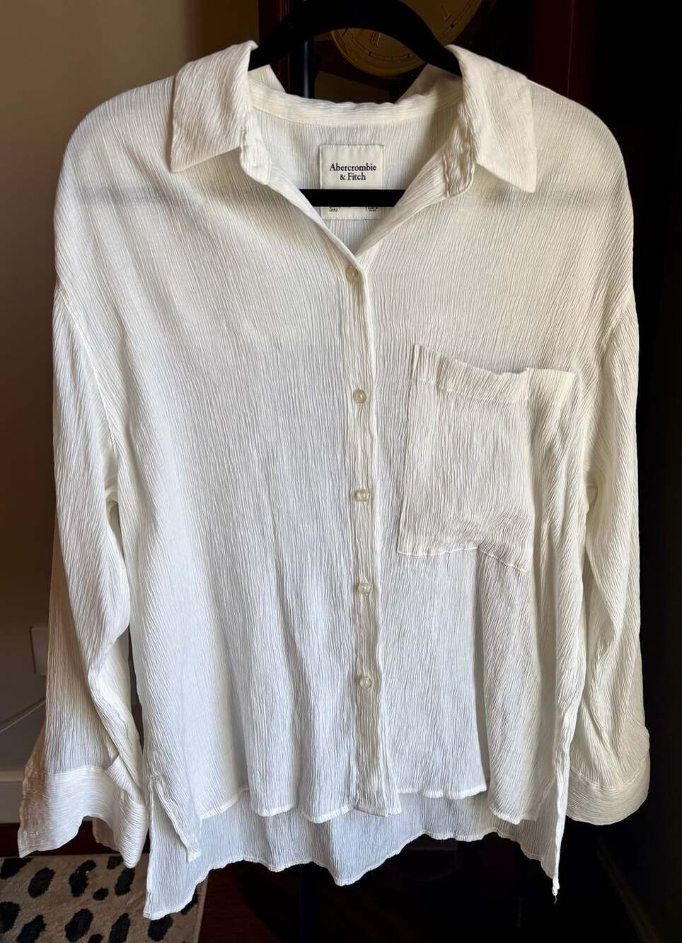 Abercrombie & Fitch Button Down Shirt Size S White Gauze Long Sleeve